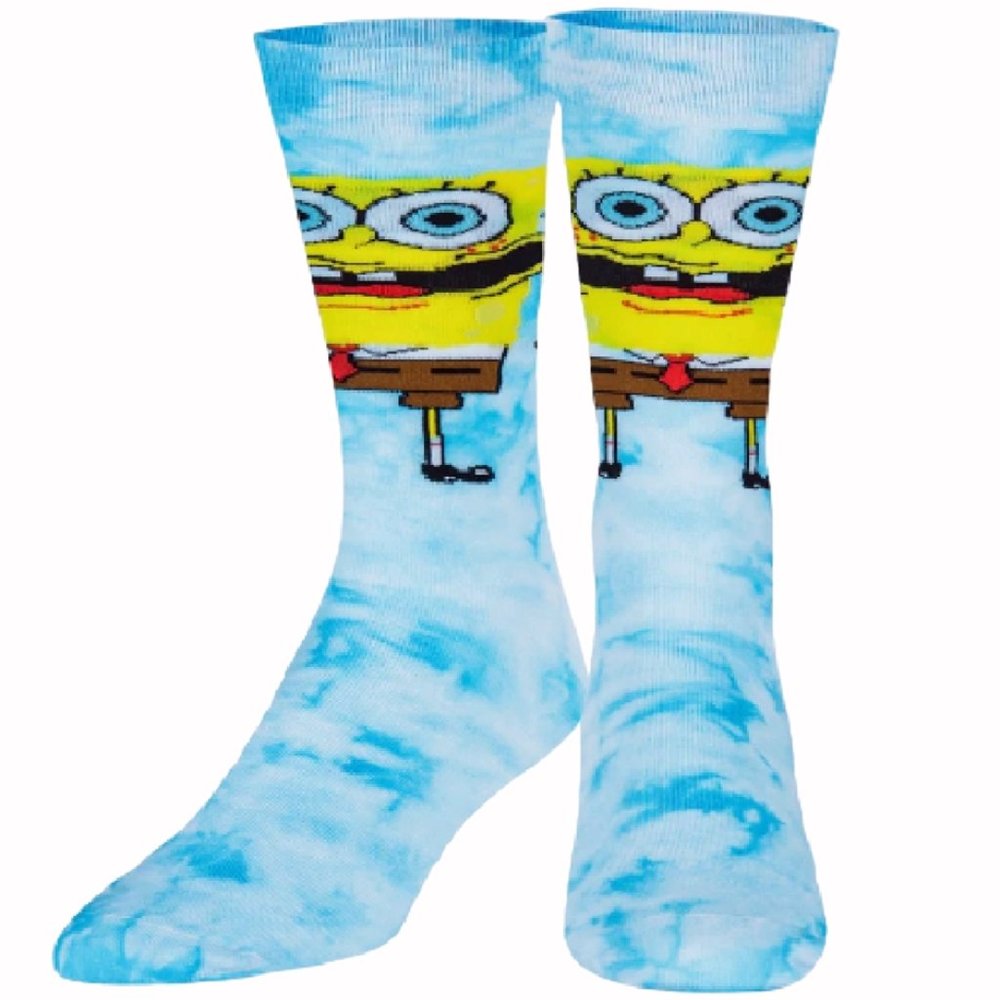 SpongeBob Wavy Tie Dye Athletic Crew Socks - NEW Fast Ship